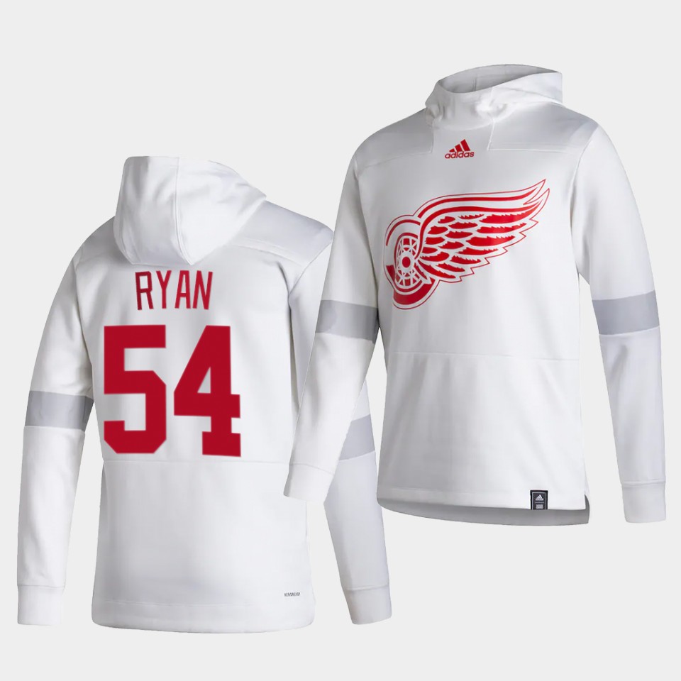Men Detroit Red Wings #54 Ryan White NHL 2021 Adidas Pullover Hoodie Jersey
